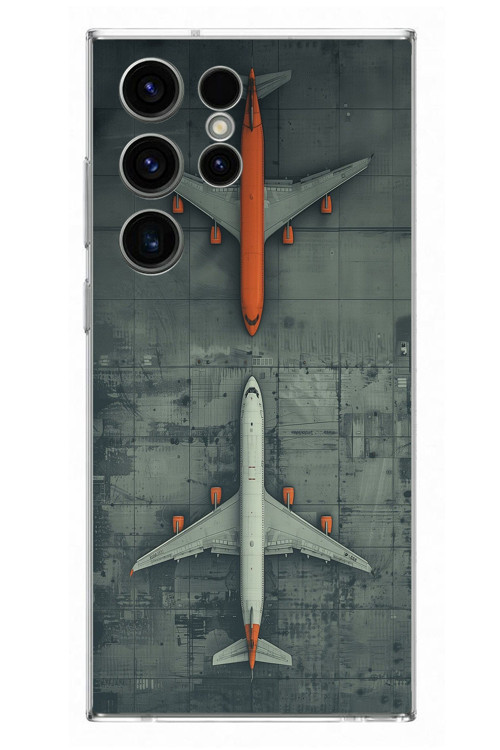 Samsung Galaxy S23 Ultra Uyumlu İki Uçak Baskılı Silikon Kılıf