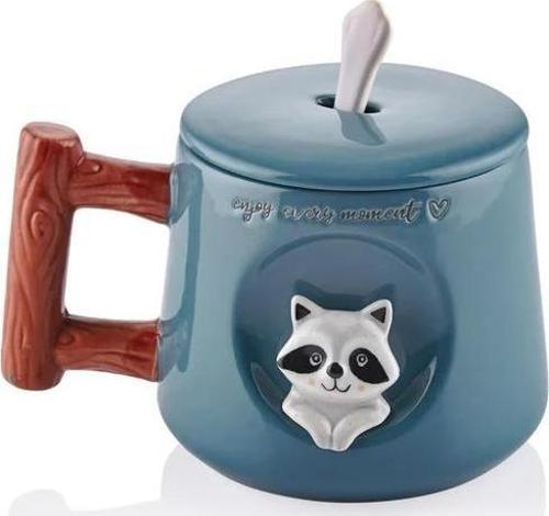 Rakun Kapaklı ve Kaşıklı Kupa 370 ml