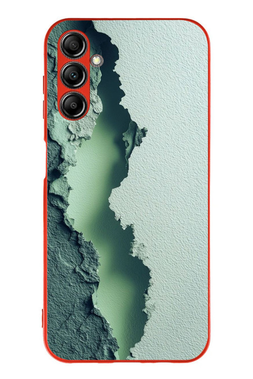 Samsung Galaxy A14 Uyumlu Koyu Yeşil İzler Baskılı Silikon Kılıf