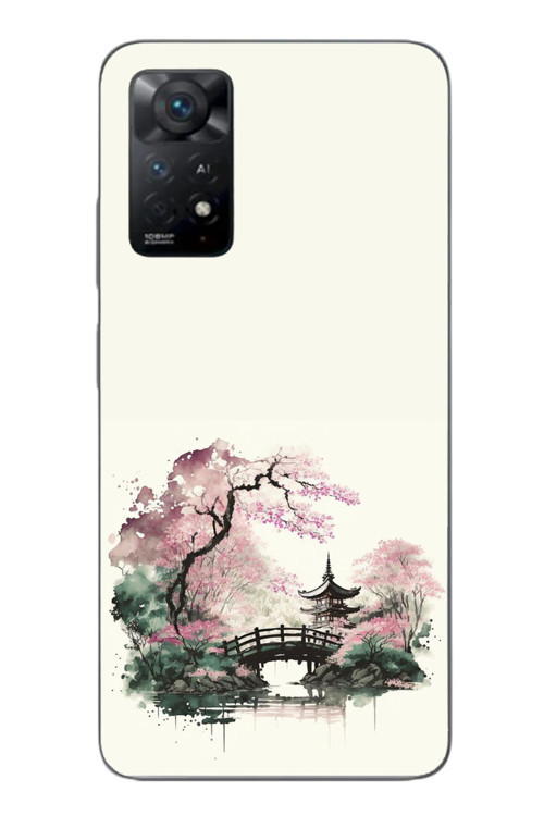Redmi Note 11E Uyumlu Japon Bahçesi Baskılı Silikon Kılıf