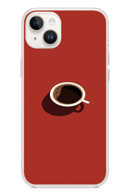 İphone 14 Plus Uyumlu Sade Kahve Kupası Baskılı Silikon Kılıf