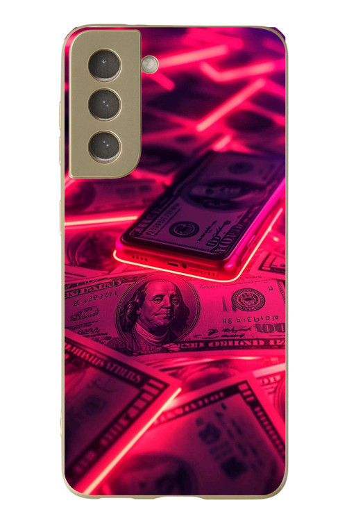 Samsung Galaxy S21 Fe Uyumlu Kızıl Dolarlar Baskılı Silikon Kılıf