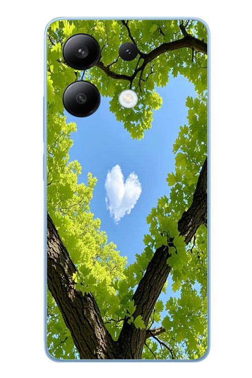 Redmi Note 13 4G Uyumlu Kalpli Ağaç Baskılı Silikon Kılıf