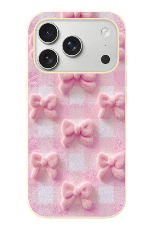 İphone 17 Pro Uyumlu Pembe Kurdeleler Baskılı Silikon Kılıf