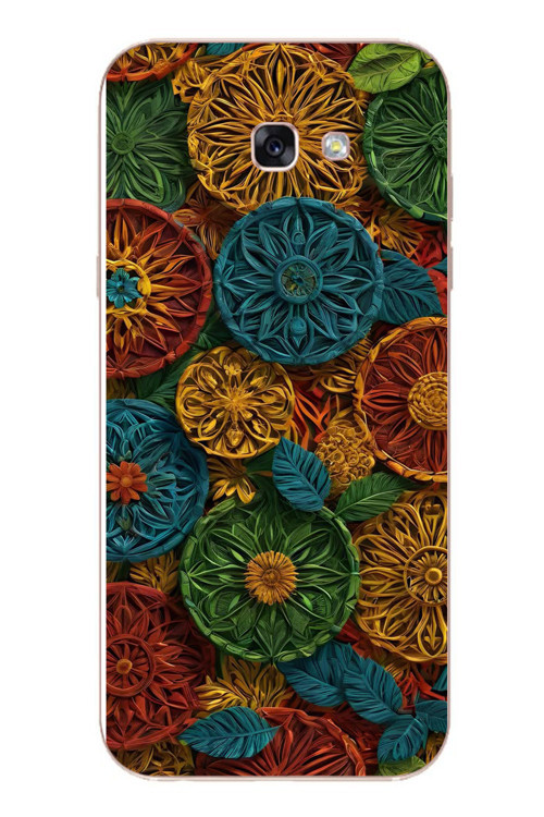 Samsung Galaxy A7 (2017) Uyumlu Hasır Örgü Çiçekler Baskılı Silikon Kılıf