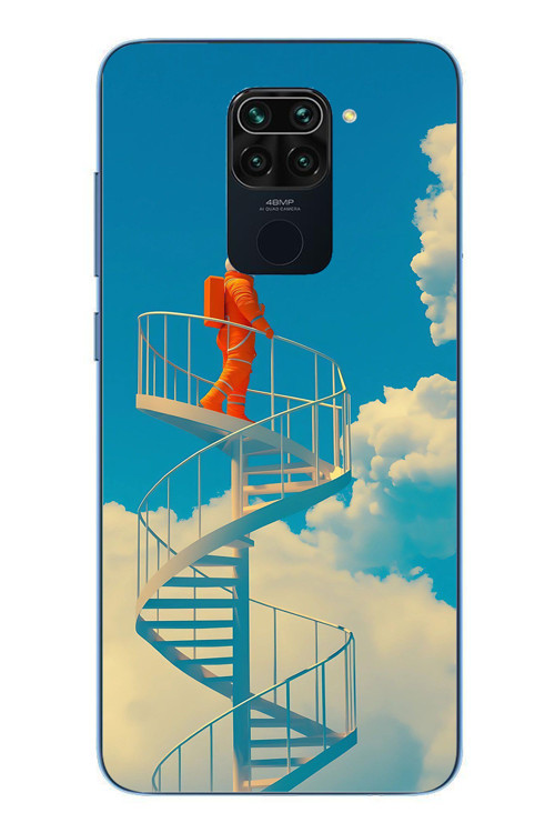 Redmi Note 9 Uyumlu Astronot Gökyüzü Baskılı Silikon Kılıf