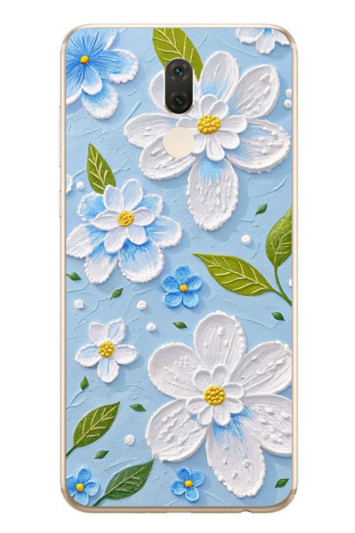 Huawei Mate 10 Lite Uyumlu Mavi Papatyalar Baskılı Silikon Kılıf