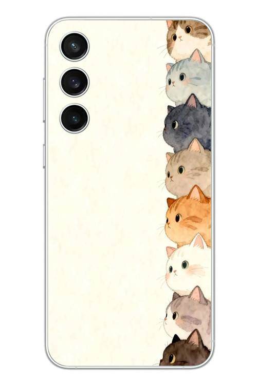 Samsung Galaxy S23 Fe Uyumlu Sıralı Kediler Baskılı Silikon Kılıf