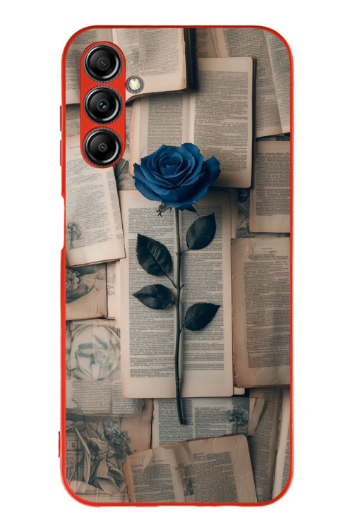 Samsung Galaxy A14 Uyumlu Mor Gül Baskılı Silikon Kılıf