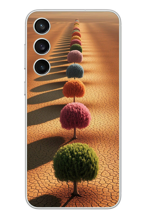 Samsung Galaxy S23 Fe Uyumlu Sıralı Renkli Ağaçlar Baskılı Silikon Kılıf