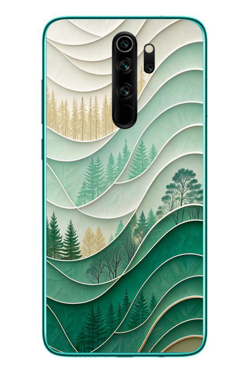 Redmi Note 8 Pro Uyumlu Beyaz Çizgili Orman Baskılı Silikon Kılıf