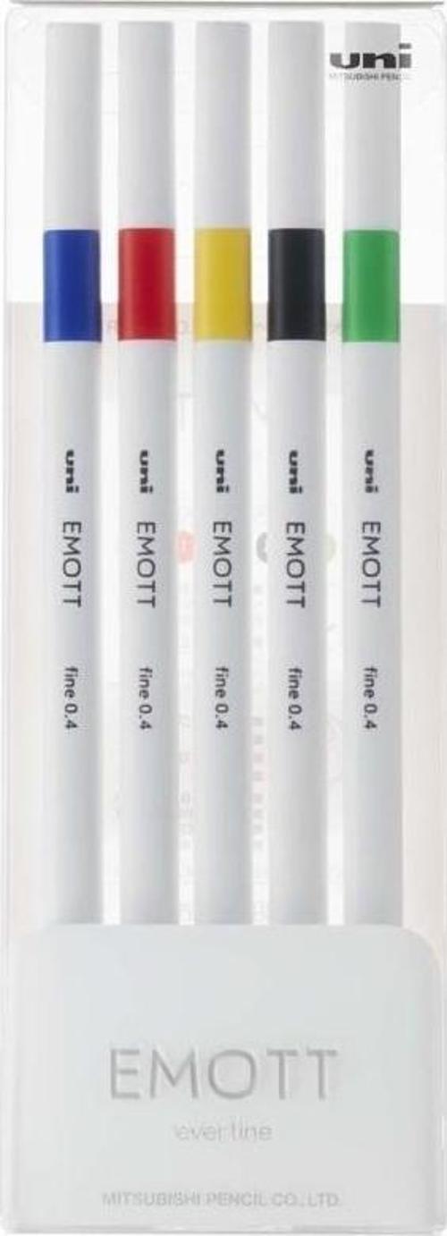 Uni EMOTT 0.4 fine AkrilikUçluKalem 5li Canlı Renk PEM-SY/5C.01 Canlı Renk