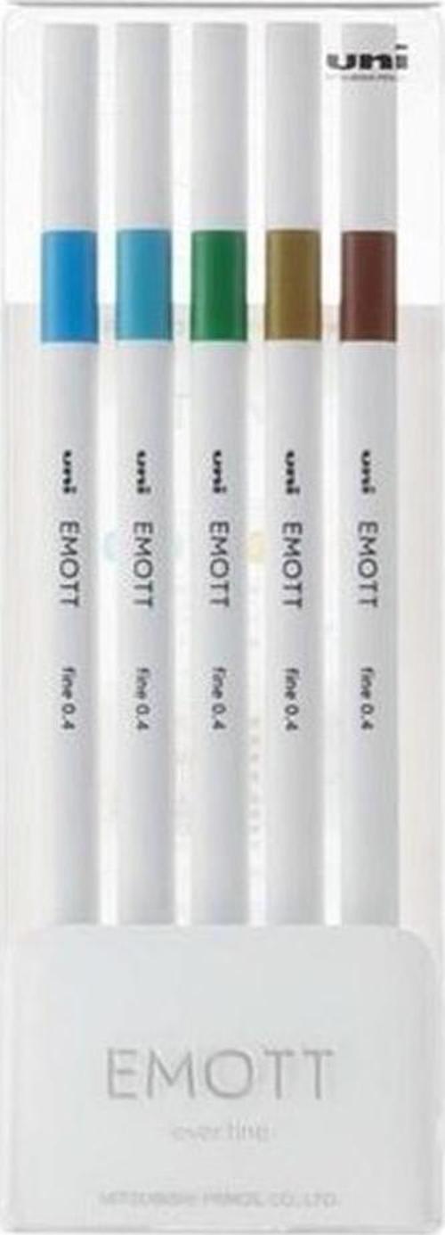 Uni EMOTT 0.4 fine Akrilik Uçlu Kalem 5li Ada Renk PEM-SY/5C.04 Ada Renk