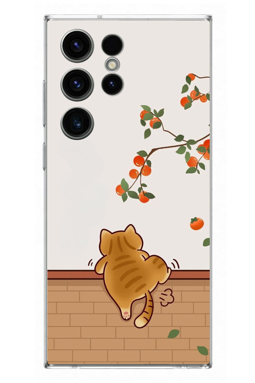 Samsung Galaxy S23 Ultra Uyumlu Kedi Tırmanıyor Baskılı Silikon Kılıf