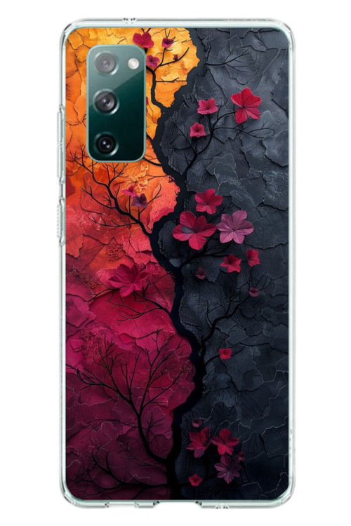Samsung Galaxy S20 Fe Uyumlu Yaprak Geçişkenliği Baskılı Silikon Kılıf