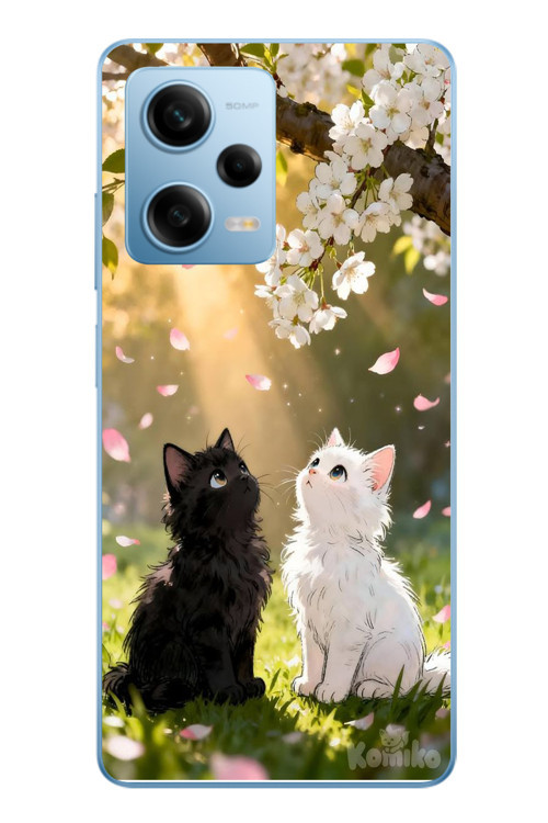 Redmi Note 12 Pro 5G Uyumlu İlkbahar Kedileri Baskılı Silikon Kılıf
