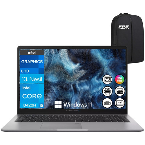 Expertbook P1503CVA-I58512G1D İ5-13420H 32GB Ram 1tb SSD 15.6" Fhd W11 Taşınabilir Bilgisayar