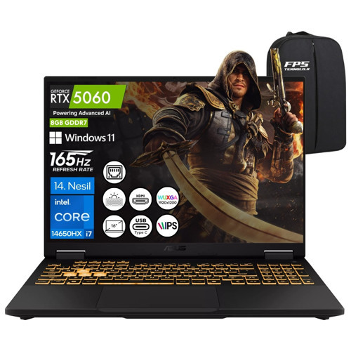FX608JMR I7-14650HX RTX5060 64GB Ram 4tb SSD 16" Wuxga IPS 165Hz W11 Taşınabilir Bilgisayar