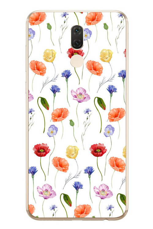 Huawei Mate 10 Lite Uyumlu Sade Tek Çiçekler Baskılı Silikon Kılıf