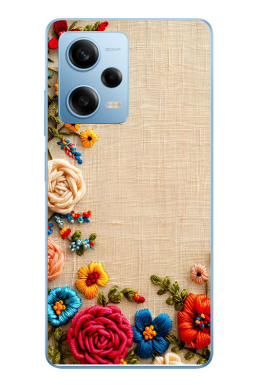 Redmi Note 12 Pro 5G Uyumlu İşlemeli İğne Oyası Baskılı Silikon Kılıf