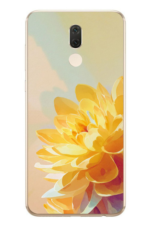 Huawei Mate 10 Lite Uyumlu Sarı Çiçek Baskılı Silikon Kılıf