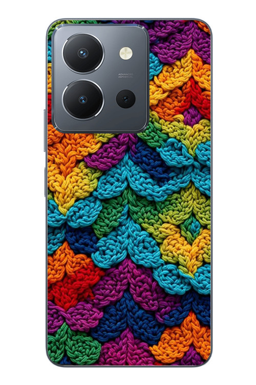 Vivo Y36 Uyumlu Renkli Örgüler Baskılı Silikon Kılıf