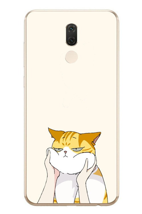 Huawei Mate 10 Lite Uyumlu Sarı Kedi Yanakları Baskılı Silikon Kılıf