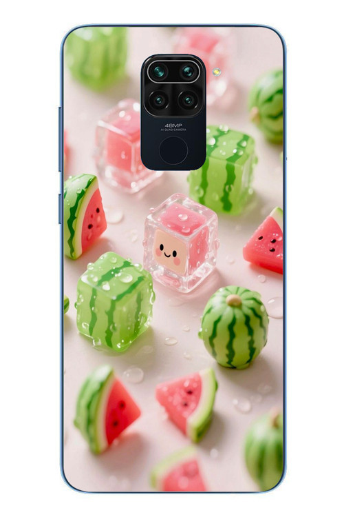 Redmi Note 9 Uyumlu Buzlu Karpuz Baskılı Silikon Kılıf