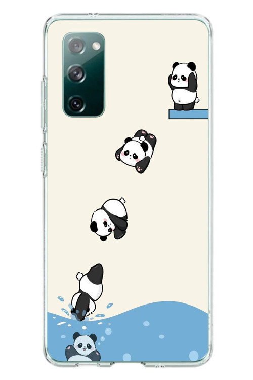 Samsung Galaxy S20 Fe Uyumlu Yüzen Pandalar Baskılı Silikon Kılıf