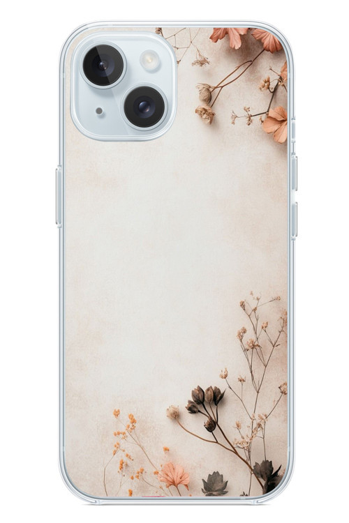 İphone 15 Uyumlu Kuru Dallar Baskılı Silikon Kılıf