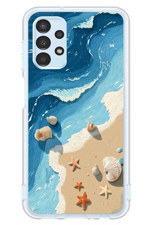 Samsung Galaxy A13 Uyumlu Deniz Yıldızı Tatilde Baskılı Silikon Kılıf