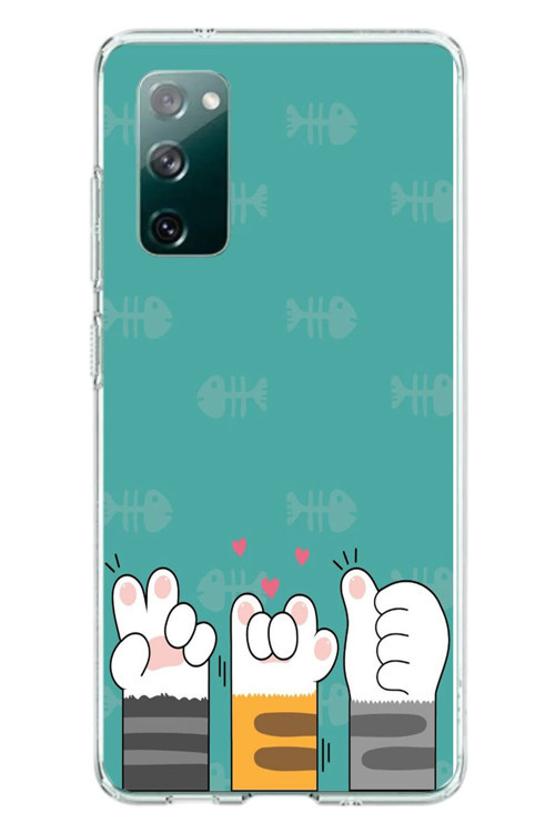 Samsung Galaxy S20 Fe Uyumlu Kedi Patileri Baskılı Silikon Kılıf