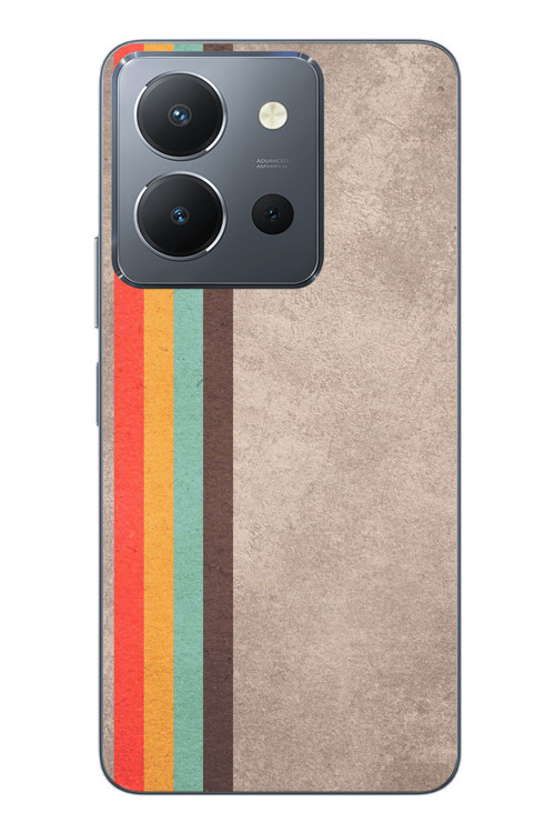 Vivo Y36 Uyumlu Retro Gökkuşağı Baskılı Silikon Kılıf