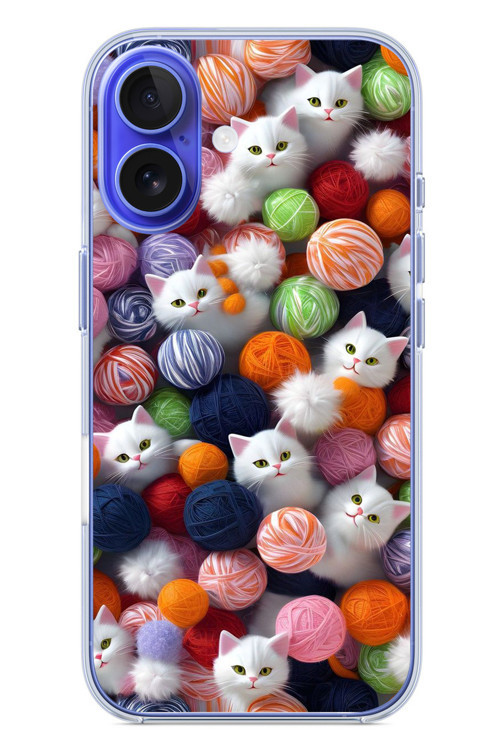 İphone 16 Uyumlu Renkli Kediler Baskılı Silikon Kılıf