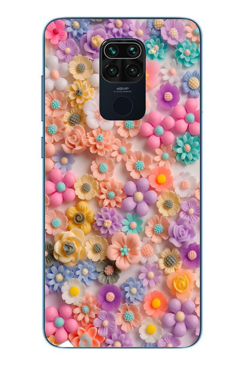 Redmi Note 9 Uyumlu Çiçek Bükleleri Baskılı Silikon Kılıf