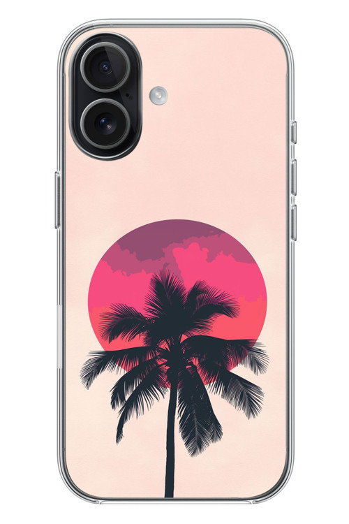 İphone 17 Uyumlu Palmiye Kırmızı Ay Baskılı Silikon Kılıf