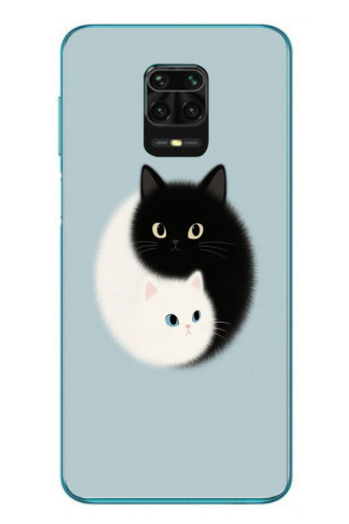 Redmi Note 9s Uyumlu Yin Yang Kediler Baskılı Silikon Kılıf