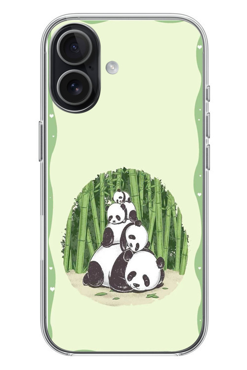 İphone 17 Uyumlu Panda Ailesi Baskılı Silikon Kılıf