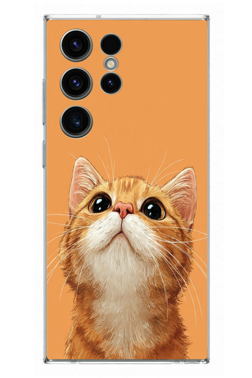 Samsung Galaxy S23 Ultra Uyumlu Masum Kedi Baskılı Silikon Kılıf