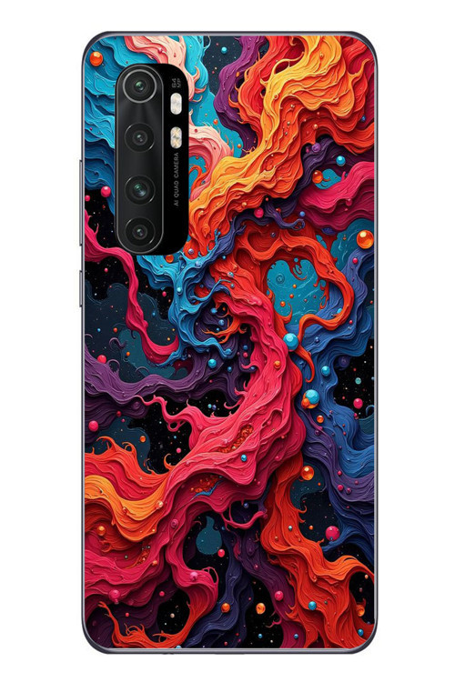 Xiaomi Mi 10 Lite Uyumlu Dalgaların İz Karışımı Baskılı Silikon Kılıf