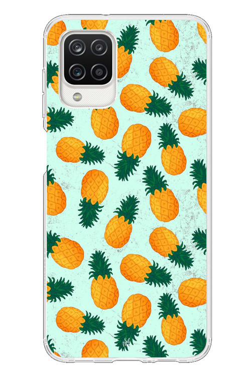 Samsung Galaxy A12 Uyumlu Ananaslar Baskılı Silikon Kılıf