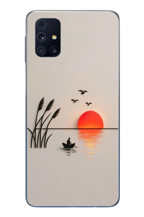 Samsung Galaxy M31S Uyumlu Gün Batımı Çizim Baskılı Silikon Kılıf