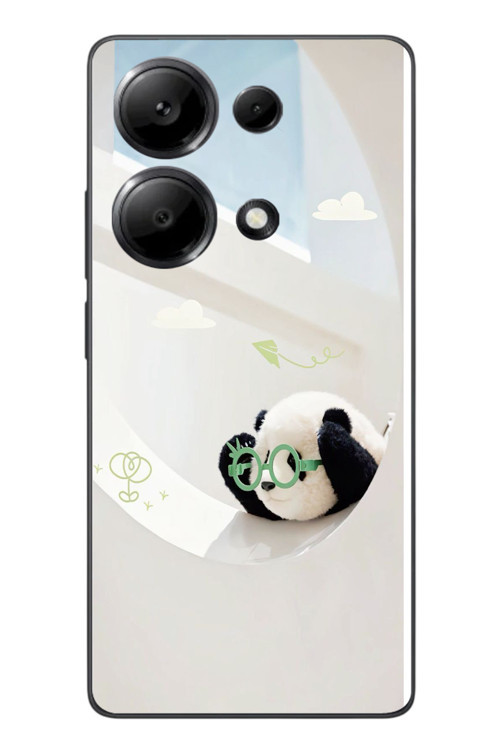 Redmi Note 13 Pro 4G Uyumlu Gözlüklü Panda Baskılı Silikon Kılıf
