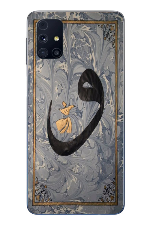 Samsung Galaxy M31S Uyumlu Vav Harfi Gri Baskılı Silikon Kılıf