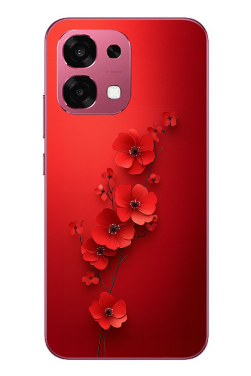 Oppo A6 Pro Uyumlu Kırmızı Kardelenler Baskılı Silikon Kılıf