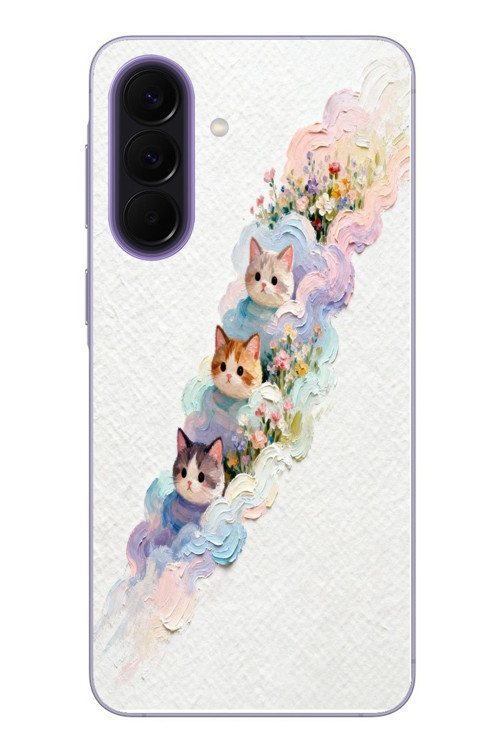 Samsung Galaxy A57 Uyumlu Yağlı Boya Kediler Baskılı Silikon Kılıf