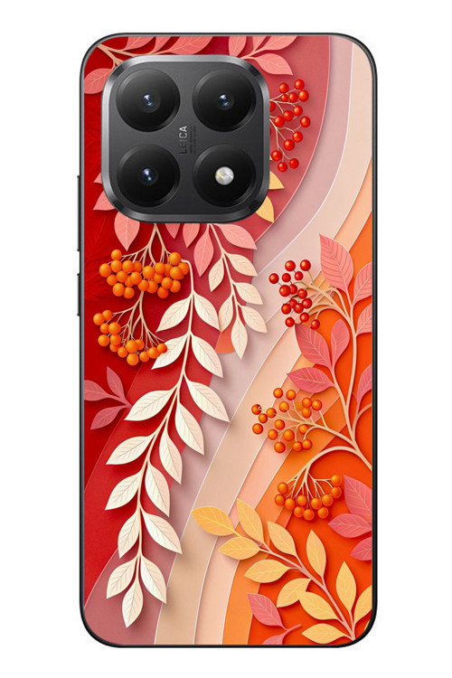 Xiaomi Mi 15T Uyumlu Kırmızı Beyaz İğdeler Baskılı Silikon Kılıf