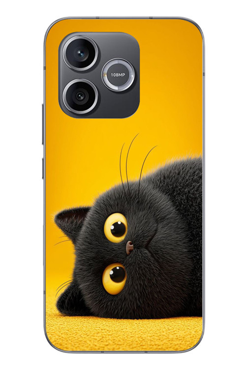 Honor 600 Uyumlu Yan Bakan Siyah Kedi Baskılı Silikon Kılıf
