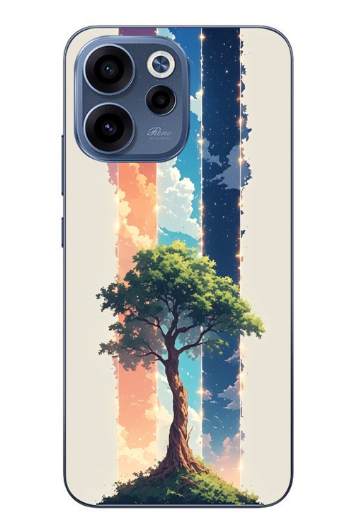 Oppo Reno 15F Uyumlu Yalnız Ağaç Dört Mevsim Baskılı Silikon Kılıf