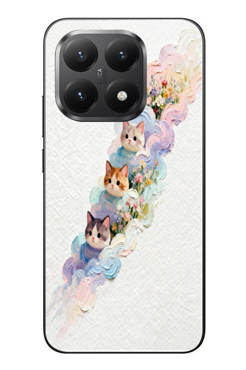 Xiaomi Mi 15T Uyumlu Yağlı Boya Kediler Baskılı Silikon Kılıf
